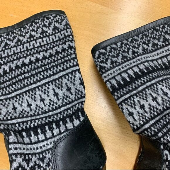 Sanita DANSKO black Leather & knit Wooden BOHO Clog Platform Heels Boots - Picture 2 of 8